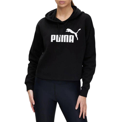 Essentials womens cropped logo hoodie, Black, medium