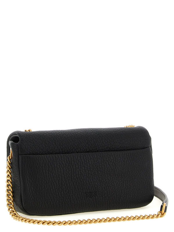 Black lamb leather shoulder bag-null