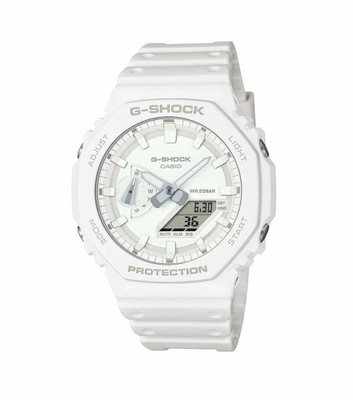 Casio g-shock one tone white rubber watchga-2100-7a7er, White, medium