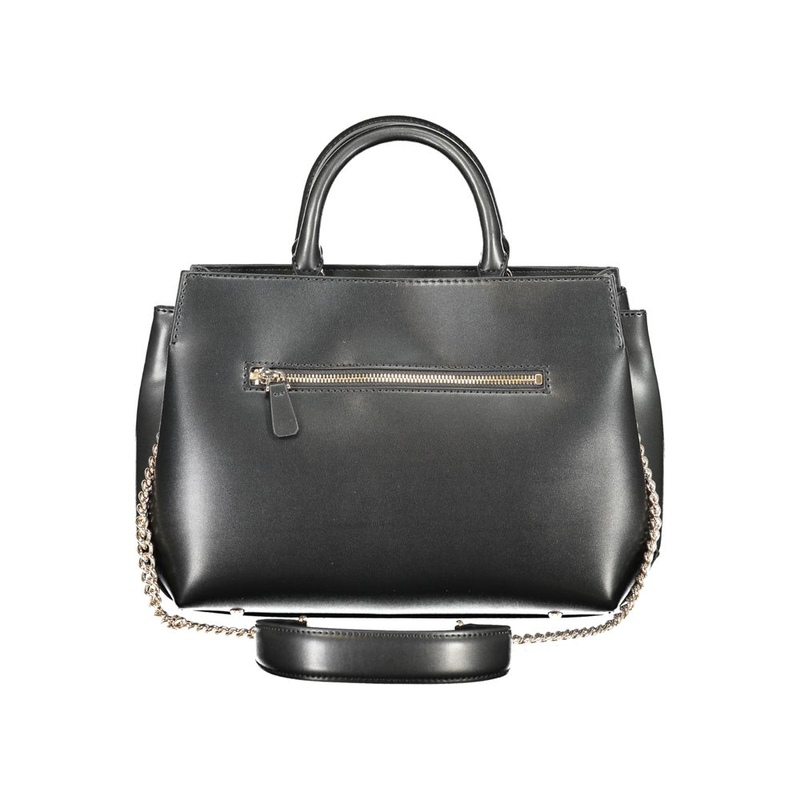 Black polyurethane women's handbag-null