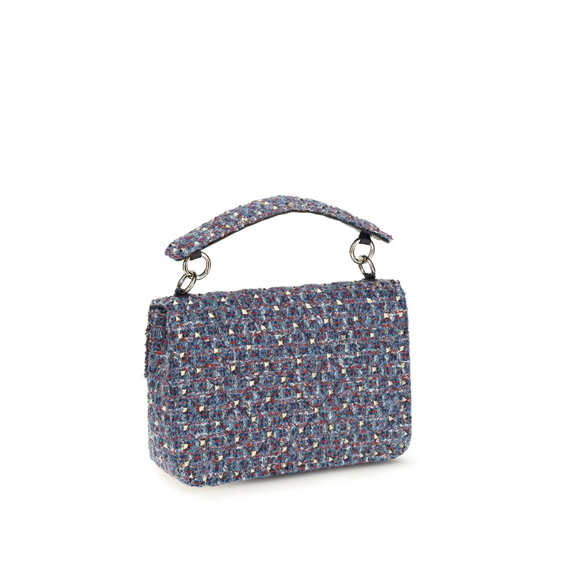 Blue fabric shoulder bag-null