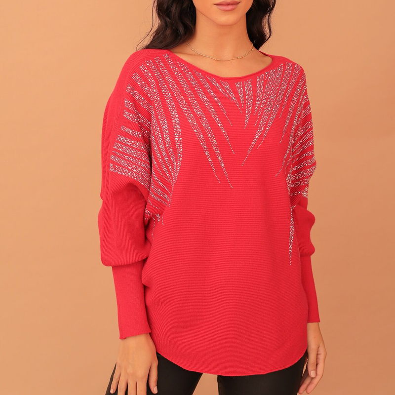 Sophia crystal embellished knit - red-null