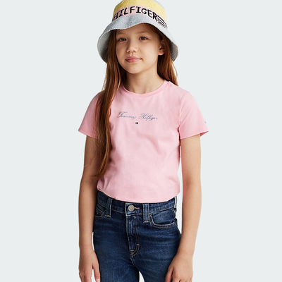 Script slim tee, Pink, medium