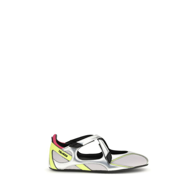 Silver polyurethane ballet flats, Silver, medium