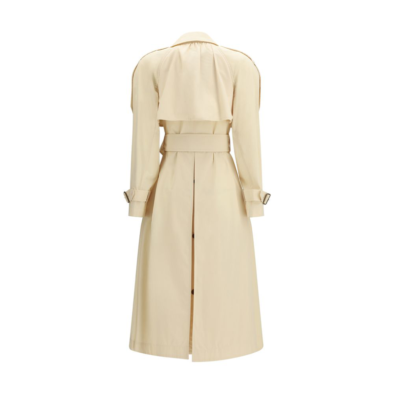 Beige polyester trench coat-null