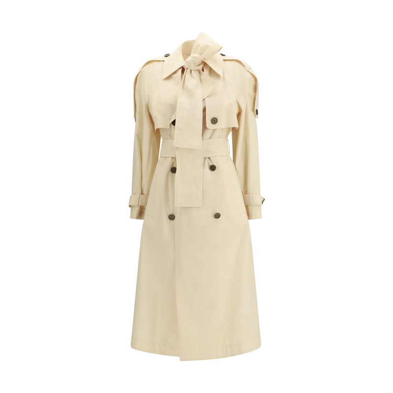 Beige polyester trench coat-null