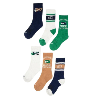 6pk varsity crew socks, Multicolour, medium