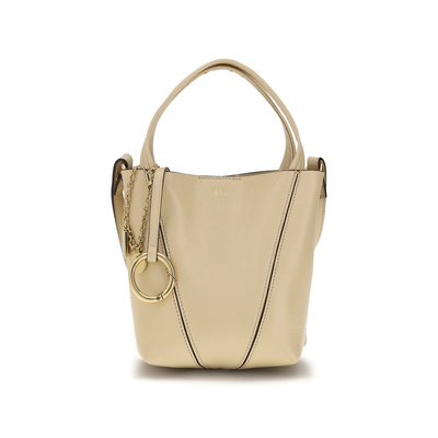 Beige calf leather bos taurus shoulder bag, Beige, medium