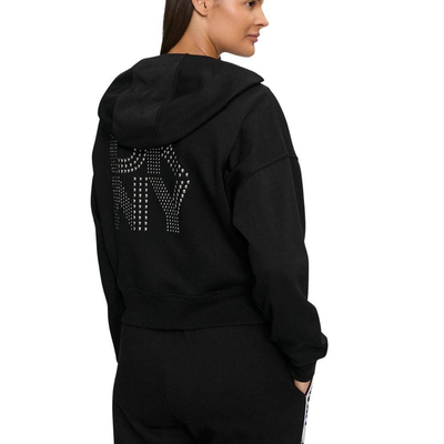 Stacked mix studs logo longsleeve hoodie, Black / Grey, medium