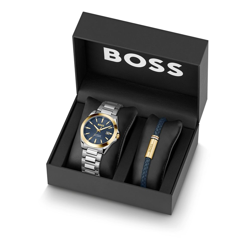 Gray stainless steel dress watch-null