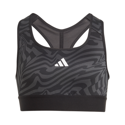 Adidas kids aeroready powerreact print padded sports bra  (i, Carbon, medium