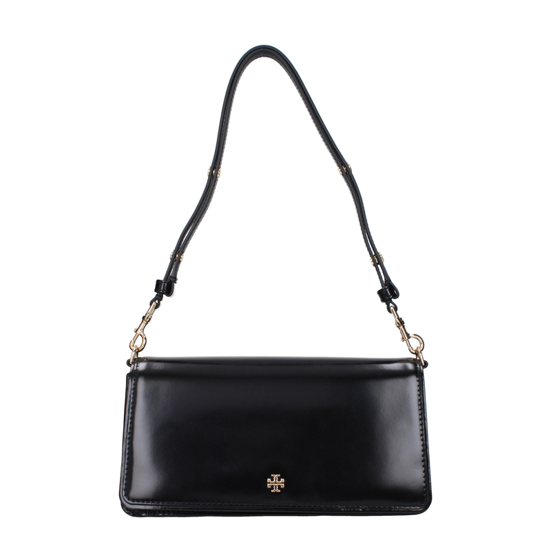 Black leather shoulder bag-null
