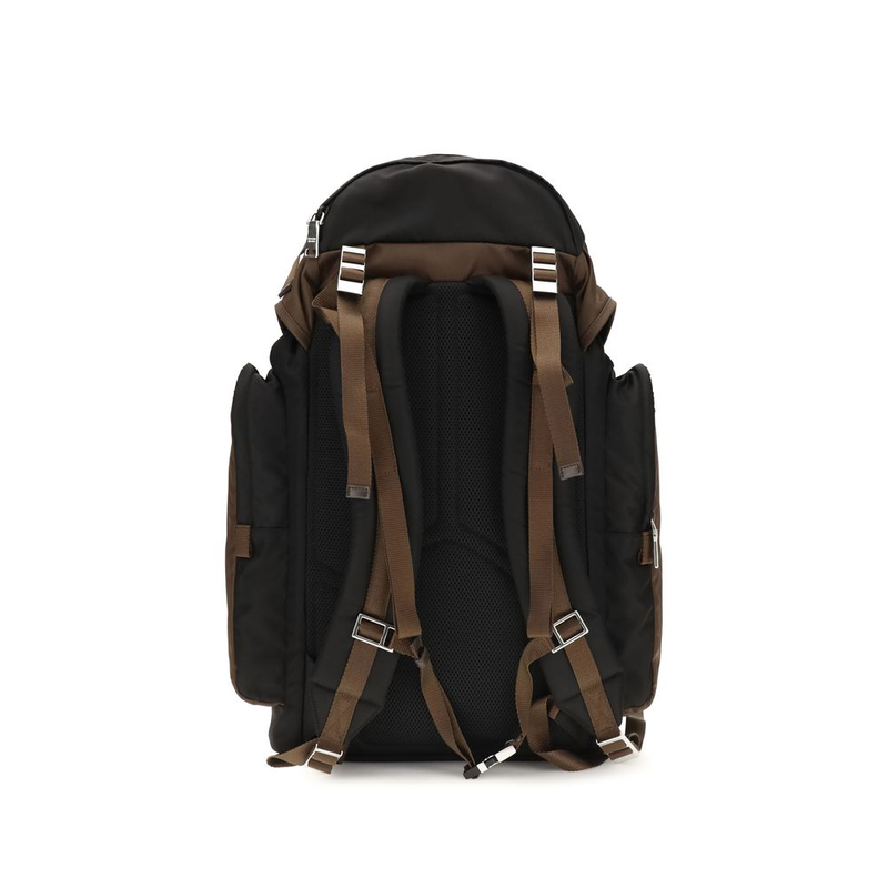Brown recycled polyamide backpack-null