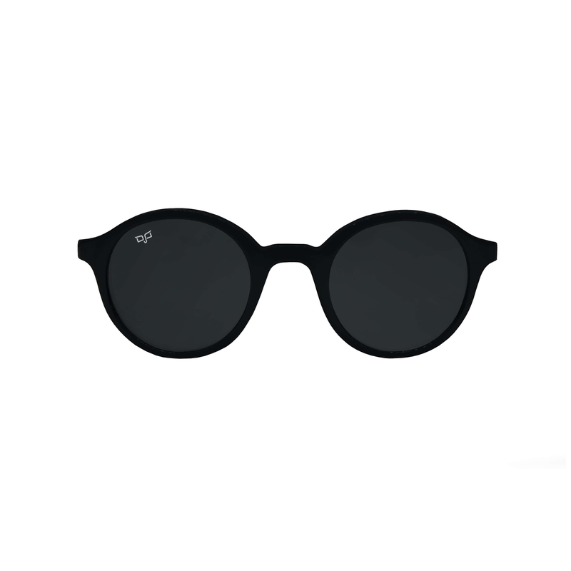 OJO junior round shinny black frame and temples with grey lenses rx image number null