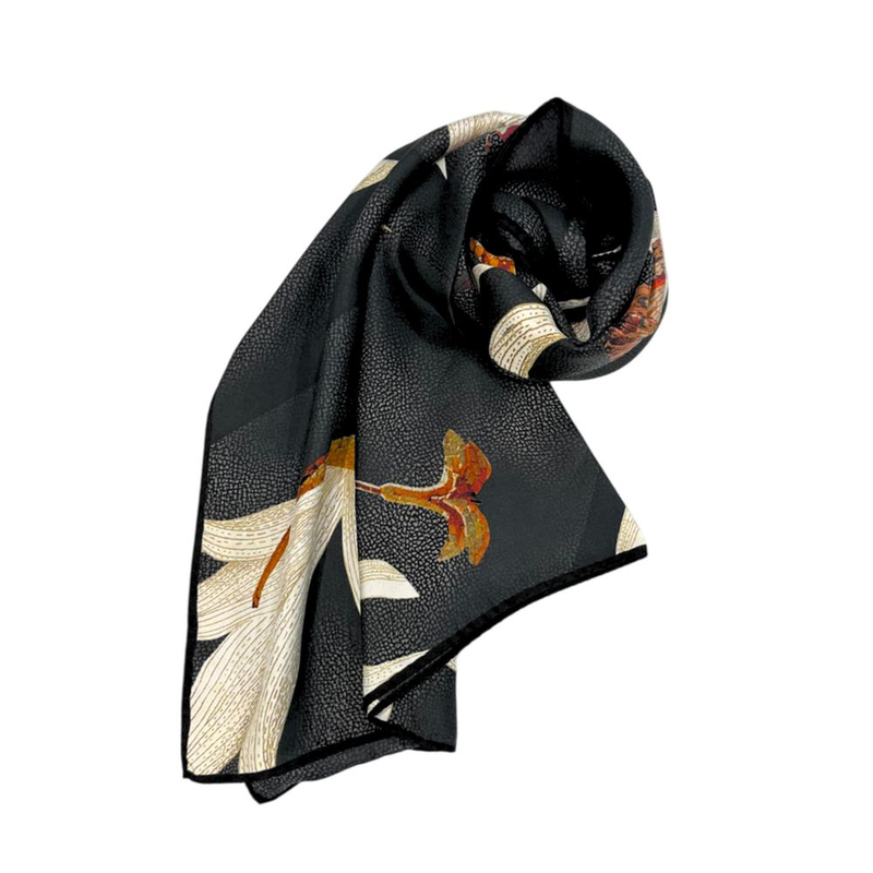 Black silk women scarf-null