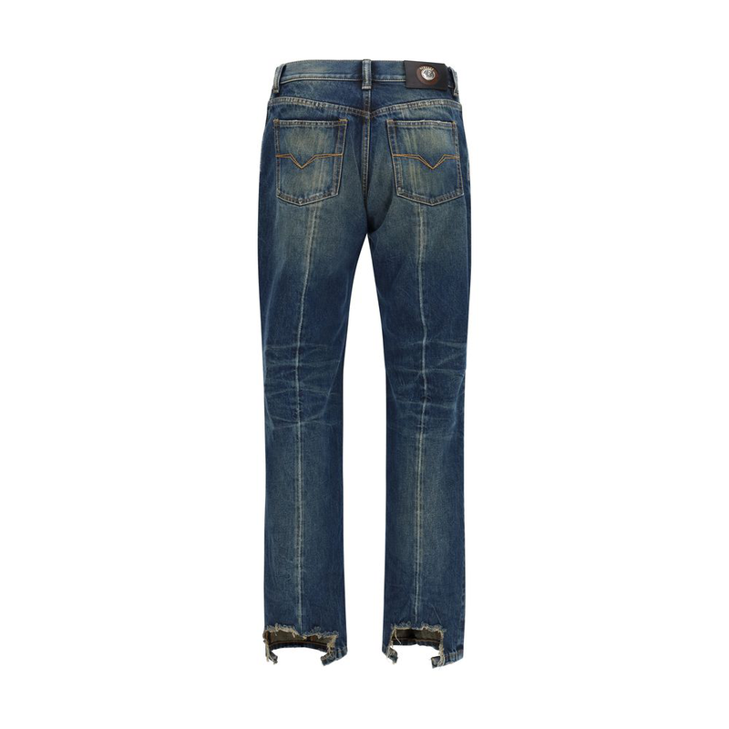 Blue cotton straight-leg jeans-null