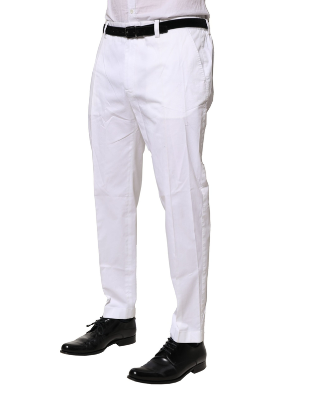 White cotton dress slim formal pants-null