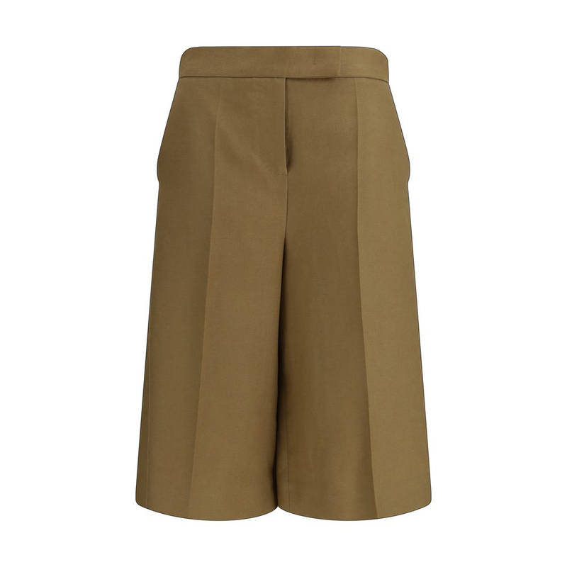 Bicolor linen bermuda shorts-null