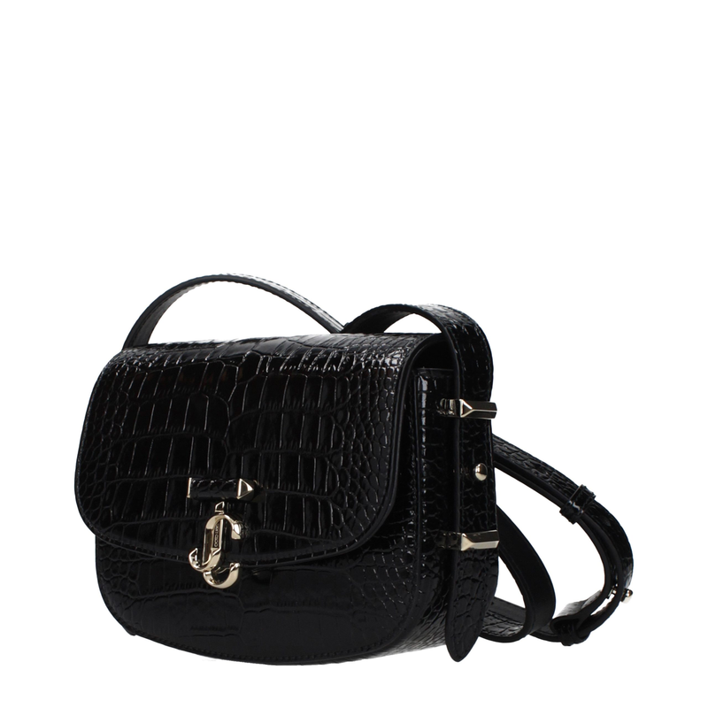Black leather crossbody bag-null