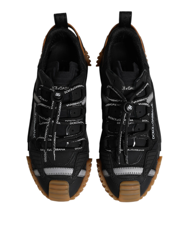 Black logo lace up low top ns1 sneakers shoes-null