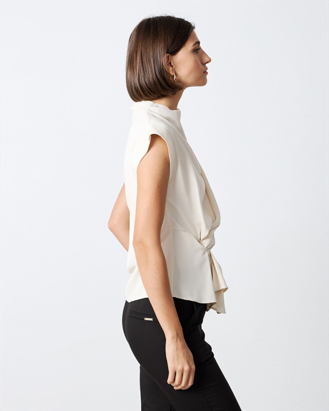 Blouse mock drapep neck image number null