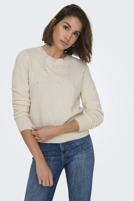 Only merle knitwear strass, Beige, medium