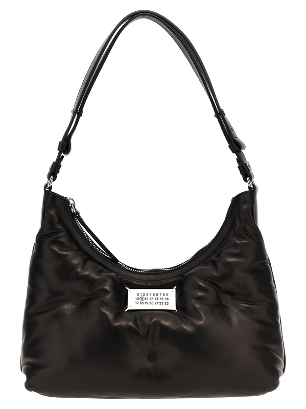 Black lamb leather shoulder bag-null