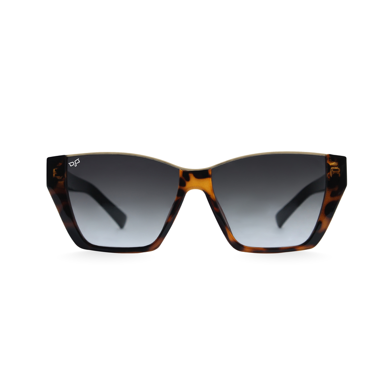 OJO sunglasses everyday cat eye shell brown frame and black temples with grey lenses rx image number null