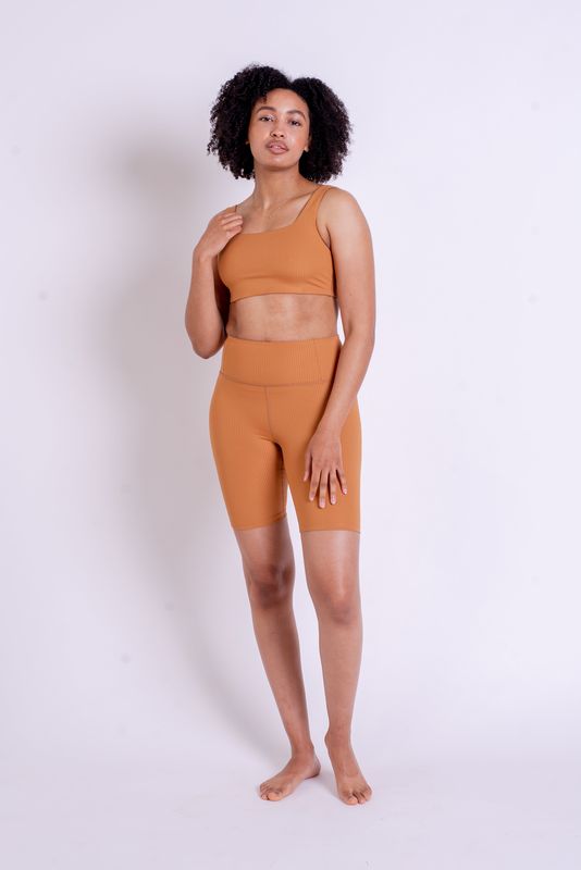 Product image: Girlfriend collective high rise rib bike short in toffee-null