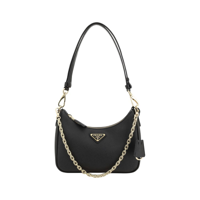 Black calf leather bos taurus shoulder bag, Black, medium
