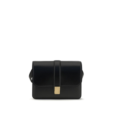 Black calf leather bos taurus shoulder bag, Black, medium