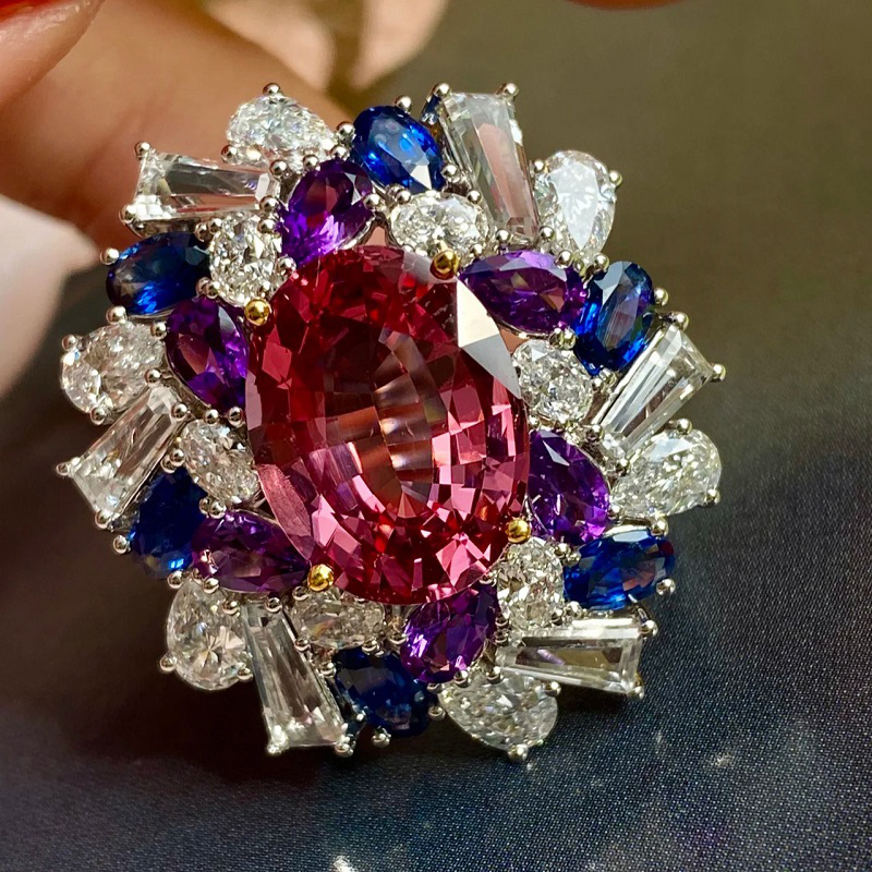 Ins colored cubin zircon coctail ring image number null