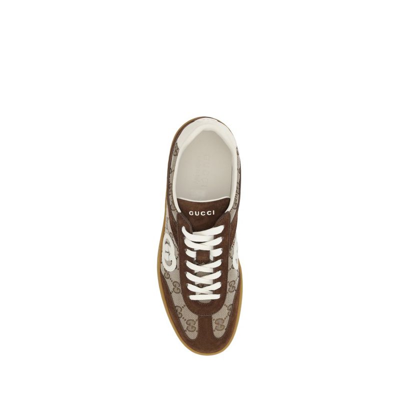 Brown fabric low top sneakers-null