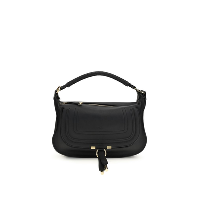 Black calf leather bos taurus shoulder bag, Black, medium