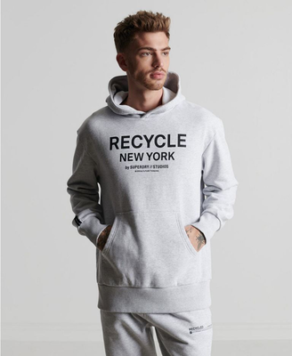 Superdry d2 studios rcycl city hoodie, Flake Marl, medium
