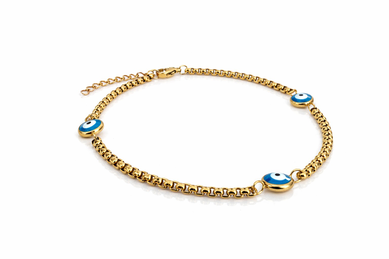 Evil eye stainless-steel anklet-null