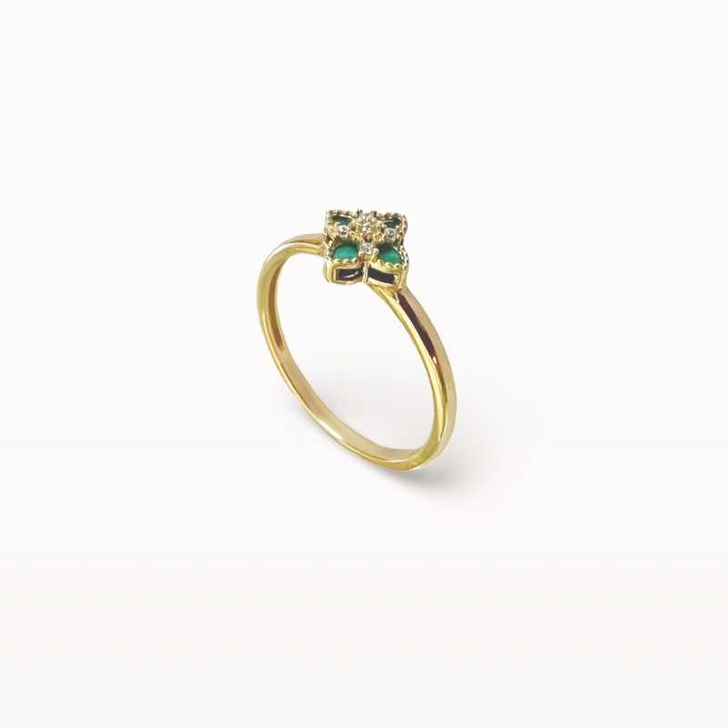 Product image: 9ct yellow gold flower ring with malachite - 24(64)-null