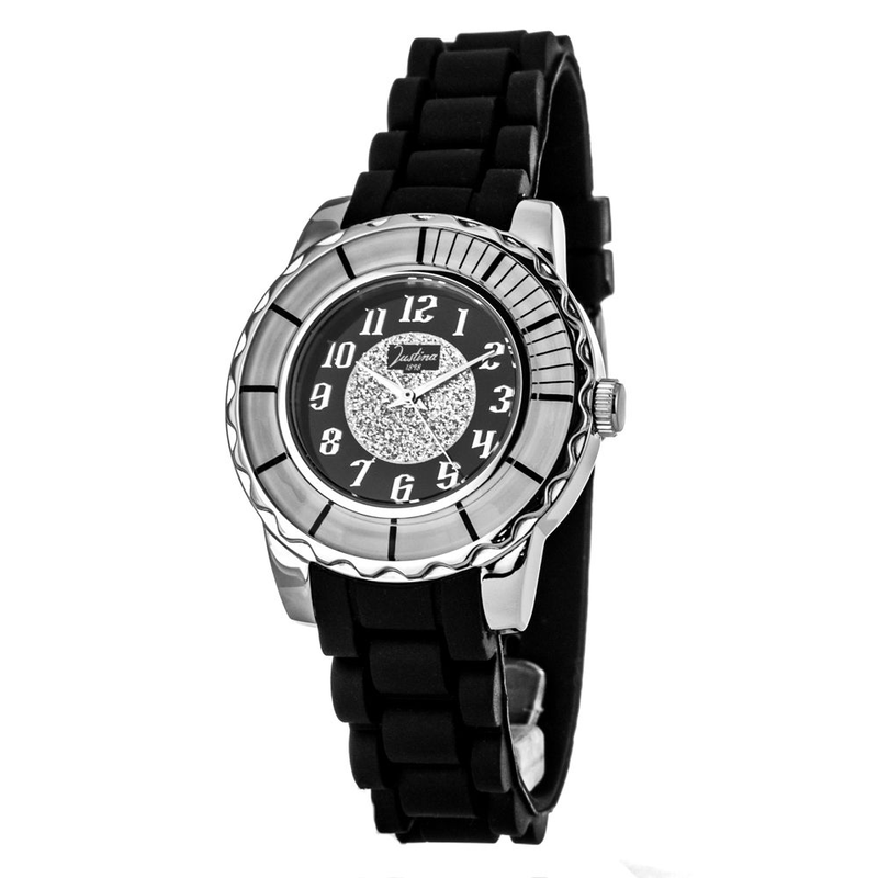 Black rubber bracelet watch-null