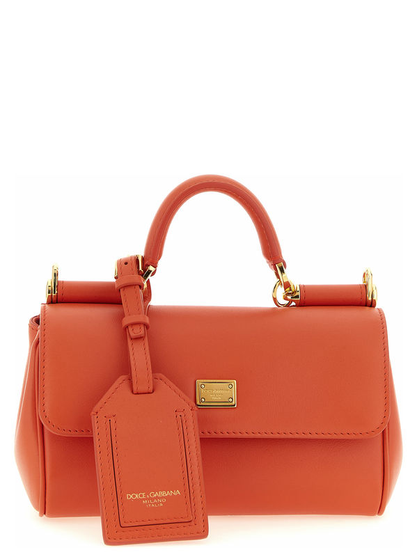Orange calfskin handbag-null