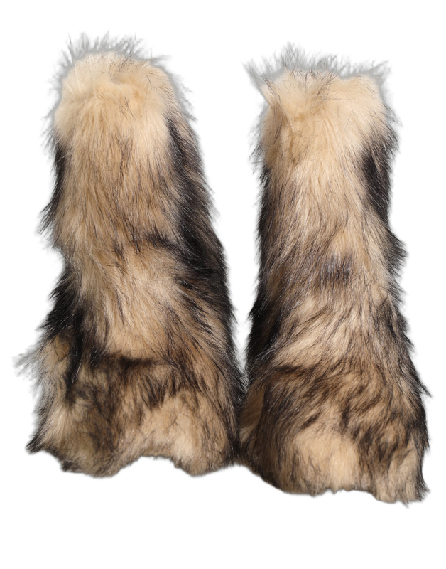 Brown faux fur mid calf men boots shoes-null