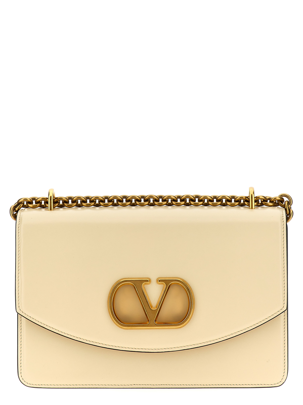 White calfskin shoulder bag-null