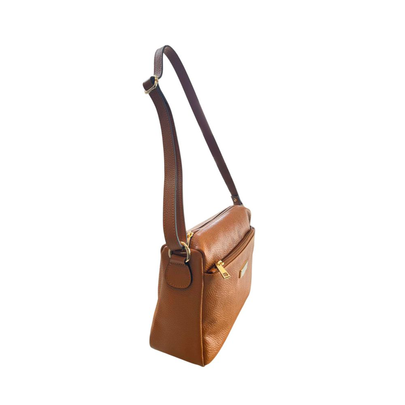 Brown leather women crossbody bag-null