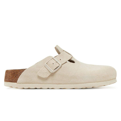 Birkenstock boston soft footbed suede leather narrow, White, medium