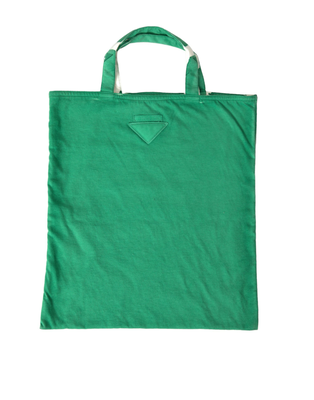 Green jersey fabric logo shoulder shopping tote shopping bag, Green, medium