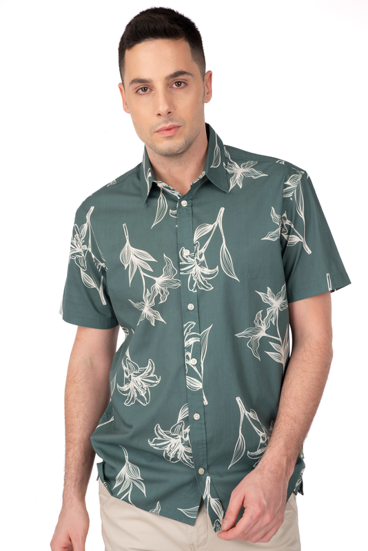 Rebase floral print s/s cotton shirt-null