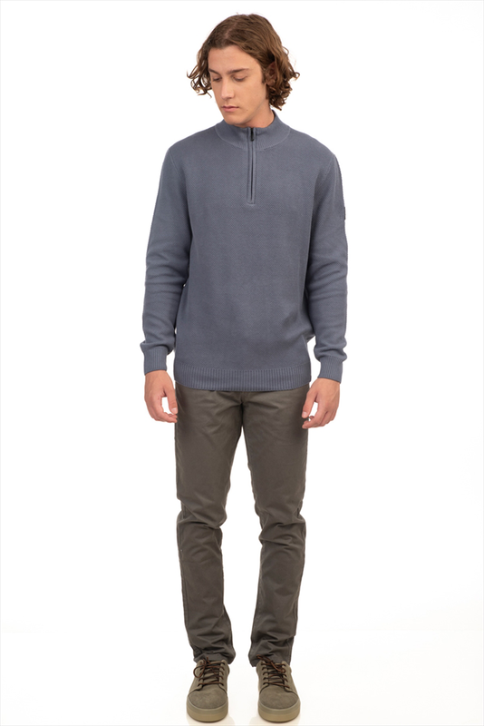 High neck knitwear with 1/4 zip image number null