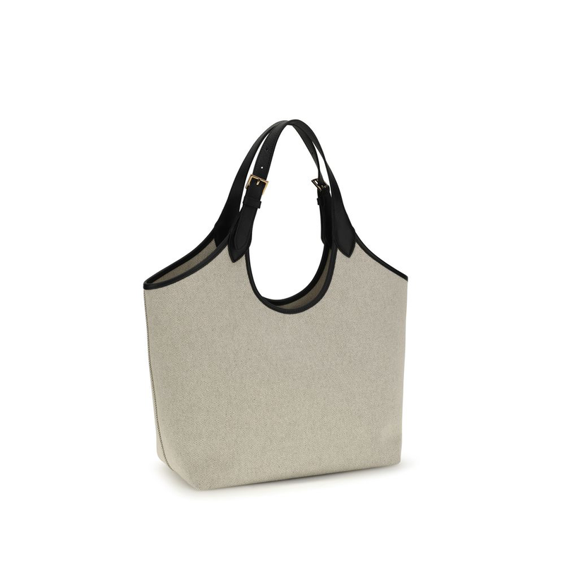 Beige cotton shoulder bag-null