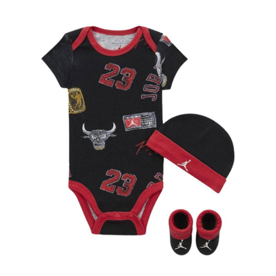 Nike jordan baby mj essentials aop 3pc set, Black, medium