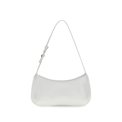 White calf leather bos taurus shoulder bag, White, medium
