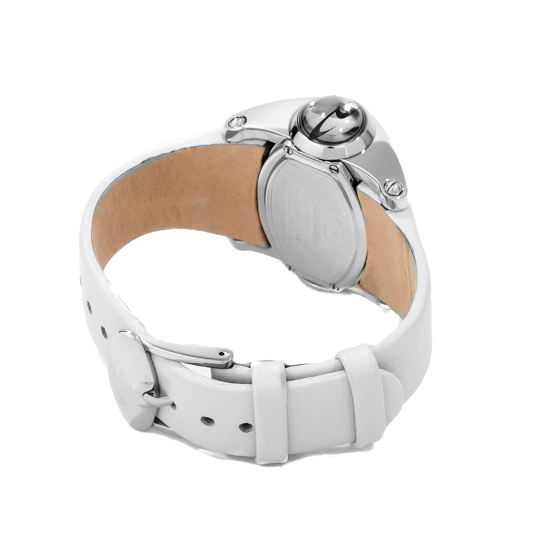 White leather dress watch-null